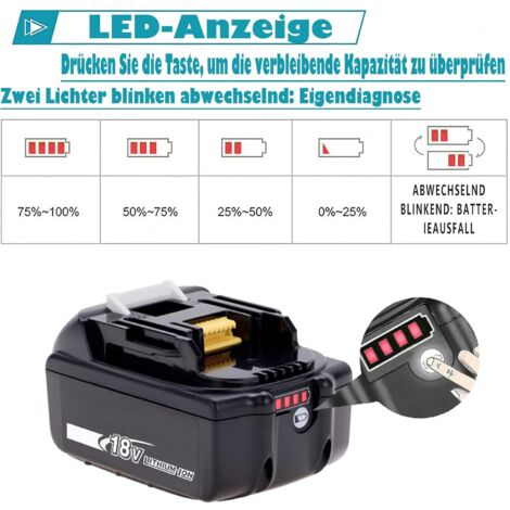 Batterie de remplacement 5500mAh Compatible avec la batterie Makita BL1850 5.5Ah BL1860 BL1830 BL1815 BL1850B BL1840 18V Lithium-Ion LED