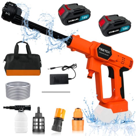 Nettoyeur haute pression électrique,Nettoyeur haute pression sans fil pour voiture, pistolet de lavage à l'eau sans fil + 2 batteries + chargeur, compatible avec batterie Makita 18 V