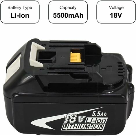 Batterie, 2x 5.5A Batterie Compatible avec la machine Makita, BL1850 18V Li-Ion LXT remplacement Batterie BL1850B BL1830 avec LED