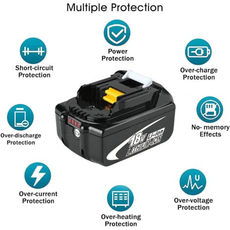 Batterie, 2x 5.5A Batterie Compatible avec la machine Makita, BL1850 18V Li-Ion LXT remplacement Batterie BL1850B BL1830 avec LED