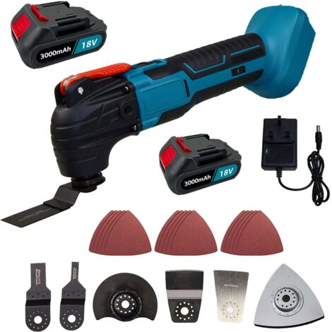 Teetok – Outil multifonction oscillant sans fil 18V – Moteur Brushless – 6 vitesses réglables – 2 batteries 3.0Ah et chargeur inclus – Pour coupes précises