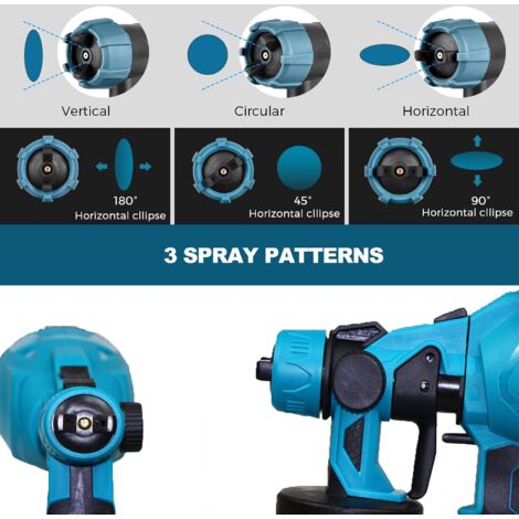 Pulvérisateur de peinture sans fil HVLP Pistolet de pulvérisation électrique 550 W Pistolet à peinture de clôture à main ， + Batterie 3,0 A + Chargeur, compatible avec la batterie Makita