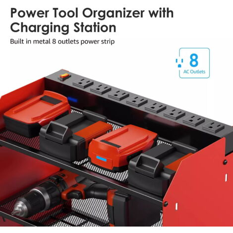 Outils électriques - Capacité de charge de 68 kg, support de rangement à 3 niveaux Outils électriques - Capacité de charge de 68 kg, support de rangement à 3 niveaux