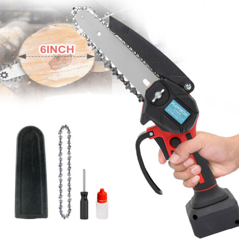 Mini tronçonneuse sans fil 6 pouces, scie électrique à batterie Tronçonneuse avec 2 chaînes, pour couper les arbres, couper le bois, arbre (sans batterie), compatible avec la batterie Einhell (1/5)