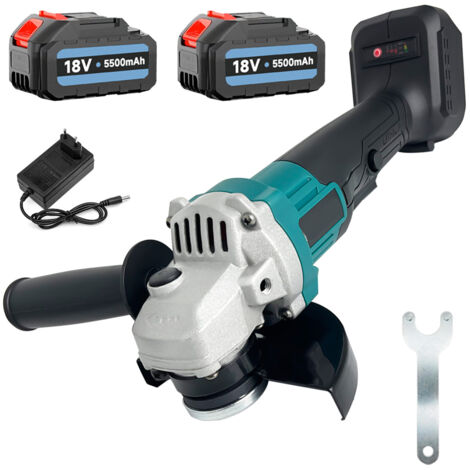 Mawiron – Meuleuse d'angle sans fil 18V 800W 125 mm – Avec 2 batteries 5.5Ah et chargeur – Pour coupe et broyage métal et bois