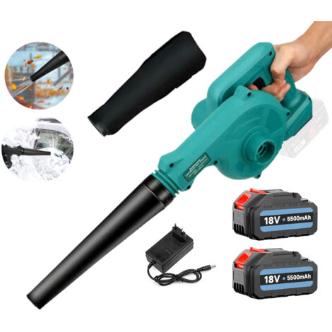 Aspirateur à poussière et souffleur électrique sans fil 2 en 1, avec 2 batteries de 3 000 mAh et chargeur rapide, compatible avec la batterie Makita