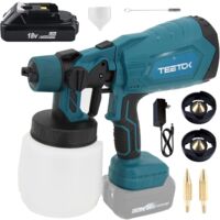 Teetok – Pistolet à peinture électrique 1000ml – 3 modes de pulvérisation – Débit d’air 500ml/min – Compatible avec batteries 18V Makita