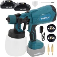 Teetok – Pistolet à peinture électrique 1000ml – 3 modes de pulvérisation – Débit d’air 500ml/min – Compatible avec batteries Makita 18V