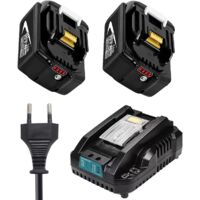 Batterie,2x Batterie de remplacement Mini Charger BL1850 18 V 8,0 AH , Compatible avec Makita Tool , Site de construction Radio DMR108 DMR110 DMR107 DMR112 DMR104 DMR106 Plus 18 V Radio
