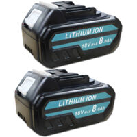 Mawiron – Pack de 2 batteries lithium-ion 18V 8000mAh – Indicateur LED – Compatible outils Makita BL1850B BL1830 – Protection contre surcharge