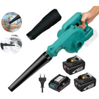 Aspirateur souffleur batterie, aspirateur électrique de chantier 130 MPH, 2 en 1, avec 2x batterie 5,5 A et chargeur rapide, compatible avec batterie Makita