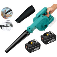 Aspirateur souffleur batterie, aspirateur électrique de chantier 130 MPH, 2 en 1, avec 2x batterie 5,5 A (sans chargeur), compatible avec chargeur Makita