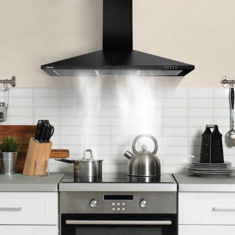 CIARRA A++ Cappa Aspirante 90cm 370 m3/h 3 Velocità Riciclo O Evacuazione Nero - 201BK90