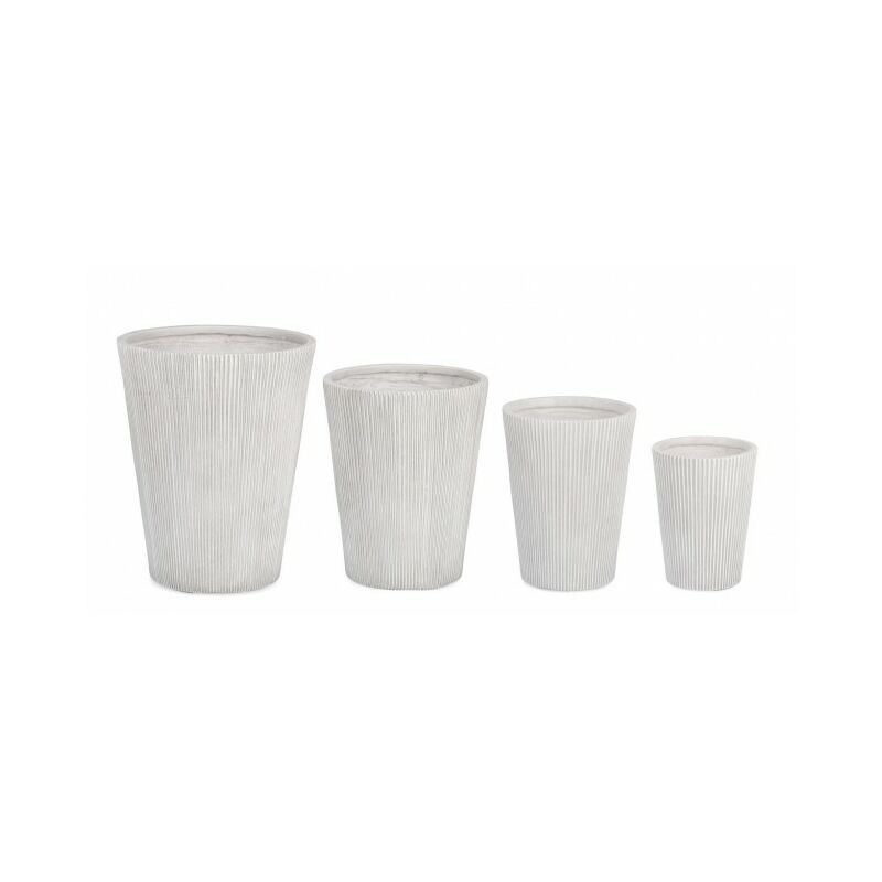 Set 4 Pz Porta Vaso Ribbed Svas Bianco In Fibra di Vetro e Argilla -  Bizzotto - FloralGarden