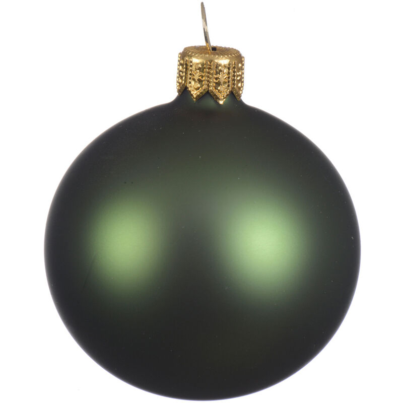 Box Da 6 Palline Di Natale Vetro Opaco Colore Verde Pino Ø 8Cm