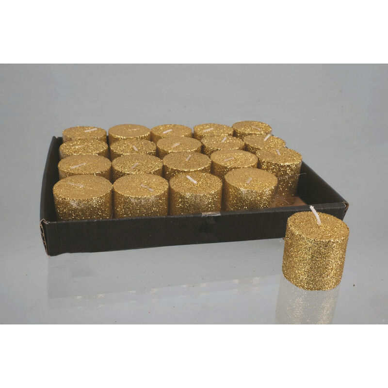 Display Candela Cilindro Cm.4X4 Oro Glitter decorazione di Natale
