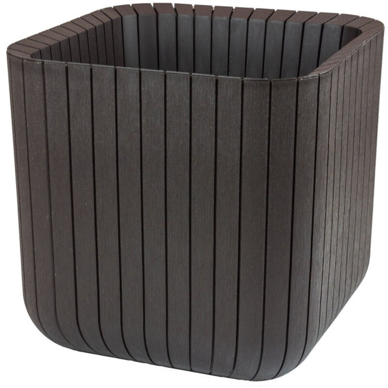 Vaso Da Fiori Cube S In Resina/Polipropilene Marrone 30x30xh30 cm