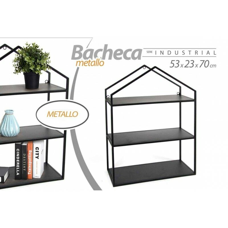 BACHECA DA PARETE 50cm TONDA METALLO MENSOLA 4 RIPIANI LIBRERIA SCAFFALE  MENSOLE