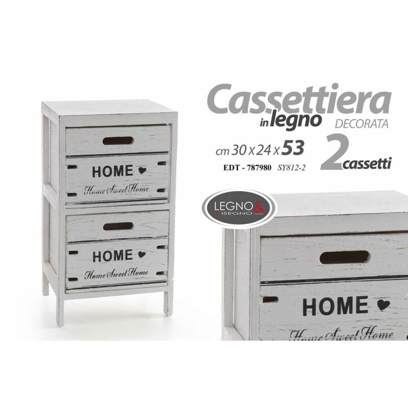 Cassettiera 2 cassetti bagno cucina cm 30 x 24 x 53 h