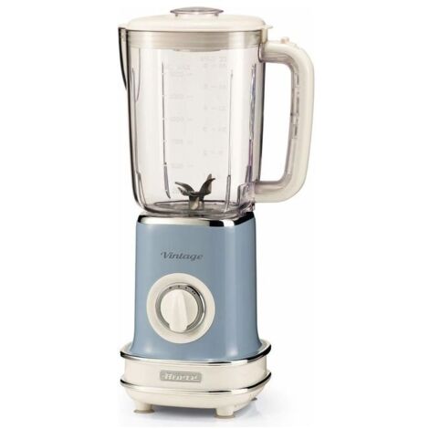 Ariete Vintage 568 - Frullatore da tavolo, capacita' 1,5L, potenza 500W, 2 velocita' + funzione Pulse, perfetto per smoothies e granite, caraffa plastica graduata, Celeste