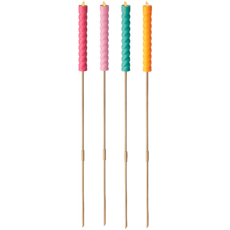 Set 4 Lampadine Solari A LED In Plastica – 15 Cm, Colori Assortiti, Impermeabili, Per Giardino E Balcone