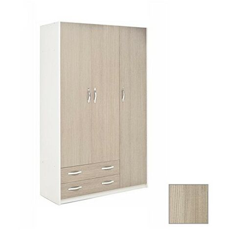 Armadio 3 ante e 2 cassetti cassa Bianco frontale olmo Cm 135x52xH 210 (1/5)