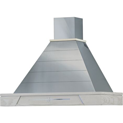 Cappa aspirante KATIA in acciaio inox bianca e cornice in legno intarsio cm 120