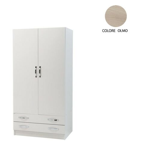 (3c) Armadio 2 ante e 2 cassetti cassa Bianco frontale olmo Cm 91x52xH 210 (1/3)