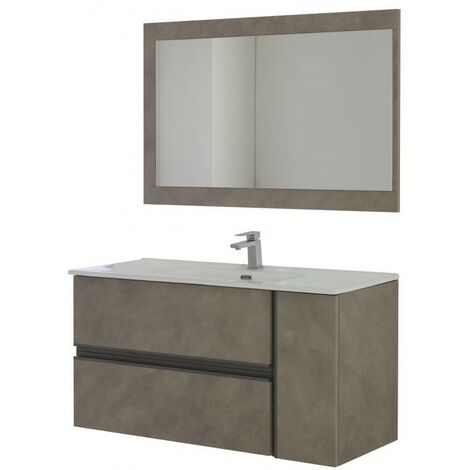 URBNLIVING Tavolo Da Toeletta In Legno – 3 Cassetti Con Guide Metalliche – Grigio Cenere E Grigio – 93x40x79,5 Cm