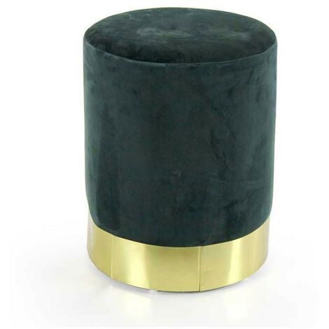 MINTY. Pouf, sgabello in stile loft con contenitore portaoggetti. Colore  verde scuro/oro.