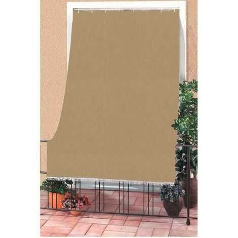 Happy Garden Tenda A Braccio Per Balcone 2x1,2m, Telo In Poliestere Grigio/Bianco, Struttura In Alluminio, Tenda Avvolgibile Manuale Con Manovella