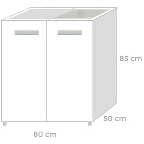 Sottolavello per cucina Bianco Frassinato 2 ante Cm 80x50xH 85
