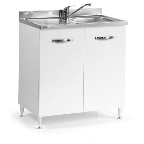 Sottolavello per cucina Bianco Frassinato 2 ante Cm 80x50xH 85
