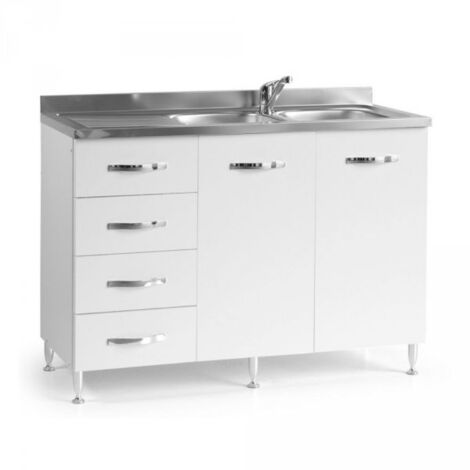 Sottolavello per cucina Bianco Frassinato 2 ante c-cassettiera SX Cm 120x50xH 85