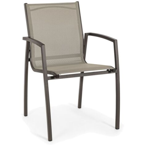 Sedia in alluminio da giardino bizzotto hilla coffee con braccioli (1/7)