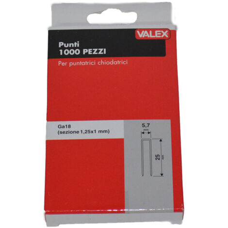 Punti 25X5,7Mm 1000Pz Per Puntatrici/Chiodatrici Spillatrici Valex (1/4)