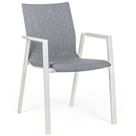 Sedia Per Esterno In Alluminio Bianco Con Cuscino Grigio Scuro Odeon 55,5X60 H83 Cm (1/5)