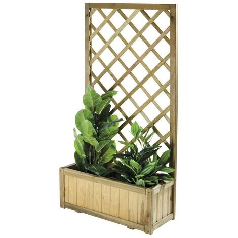 Fioriera con griglia impregnata in autoclave 75x30x140 per arredo giardino