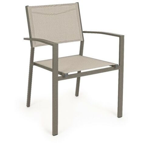 Sedia Per Esterno Con Braccioli In Alluminio Tortora Hilla 57X60X H88 Cm (1/4)