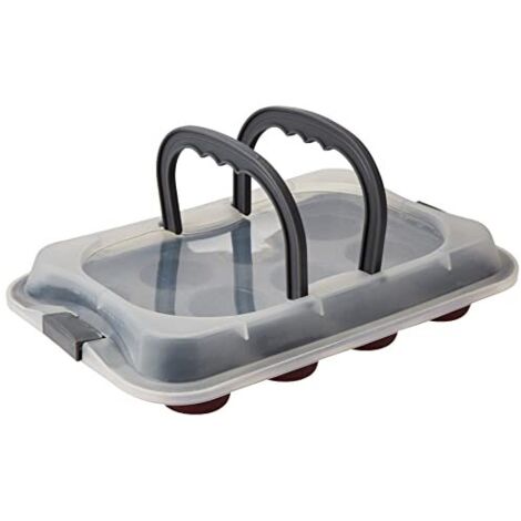 Stampo Muffin 12 Cups Cm 6 con Coperchio Carbon Steel Rosso (1/4)