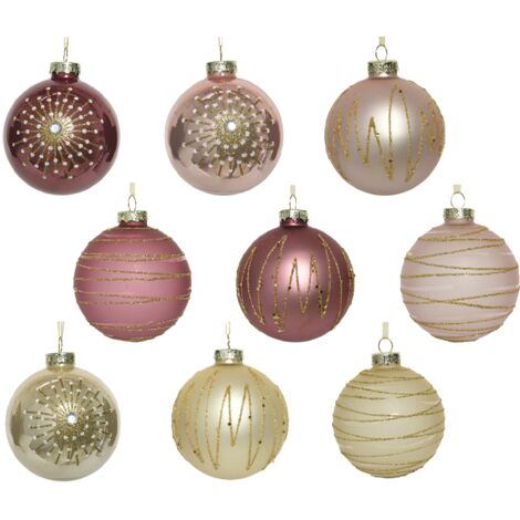 Palline di Natale assortite diverse sfumature di rosa Ø8 cm
