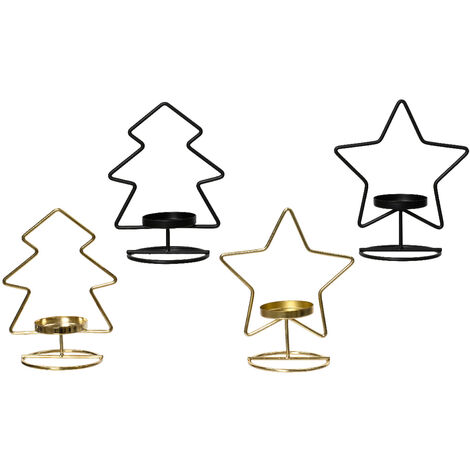 Portacandele a forma di stella e albero con tazza in vetro per candele a lume di te L 13.5 x P 8 x H 15.5 cm