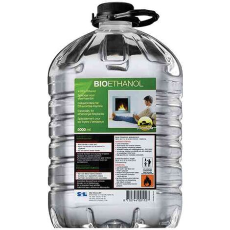 Bioetanolo naturale inodore 5 litri biologico farm light 95% per camino e stufe