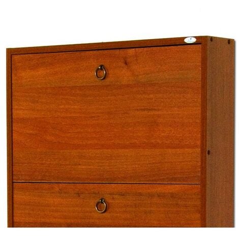 Scarpiera Slim in legno nobilitato 5 ribalte noce antico h.180x65x15 cm