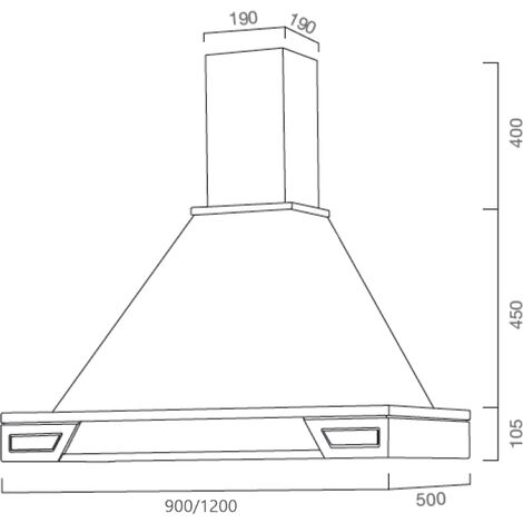 Cappa aspirante BRIDGE in acciaio inox silver e cornice in legno intarsio cm 120