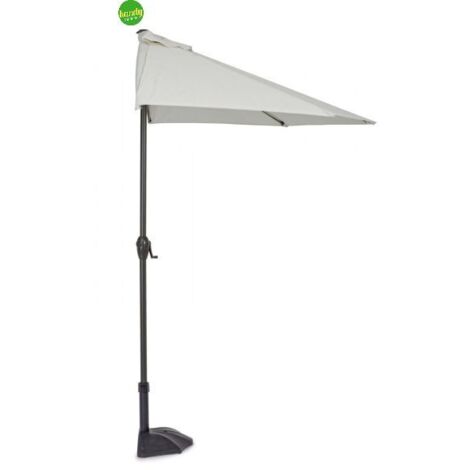 Ombrellone Mezzaluna a parete salvaspazio "Kalife" in alluminio verniciato a polvere per giardino e balcone Ø 270 cm -Naturale