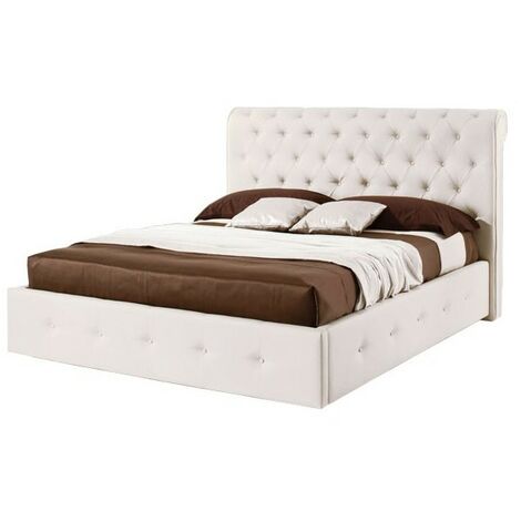Letto matrimoniale c- contenitore in ecopelle Bianco 180x223xh.120 cm EFFEZ (1/5)