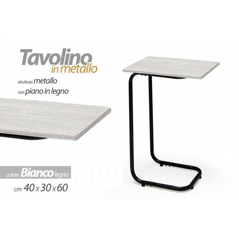 Tavolino da divano bianco servetto struttura metallo cm 40 x 30 x 60 h (1/5)