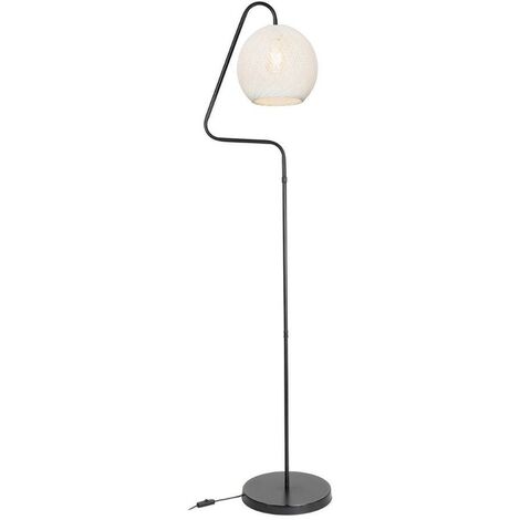 Lampada da terra a stelo Yumak MDL4256 grigio e paralume tessuto bianco EFFEZ