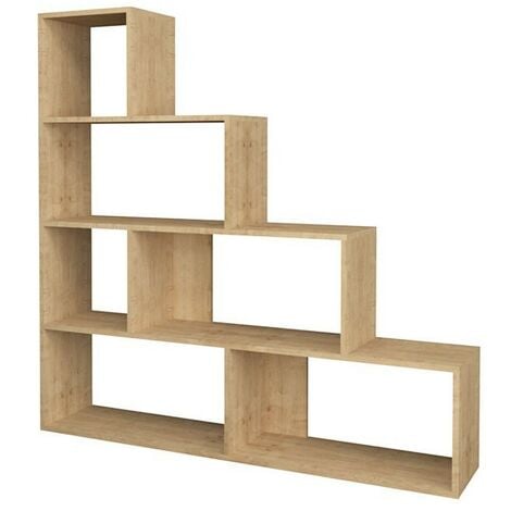 Libreria scaffale a scala 6 scomparti rovere 145x29xh.145 cm